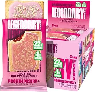 Legendary Foods 22g Protein Pastry 0g Added Sugar, Low Carb, Gluten Conscious, Keto Snack, Ideal for Glucose Management, Includes Whey Protein Isolate, 8 Pack Cherry Crumble