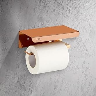 U-S-F BATH ACCESSORIES 4 Piece Toilet Paper Roll Holder for Bathroom, 304 Stainless Steel Toilet Paper Holder in Bathroom, Toilet Tissue Roll Holder for Bathroom Accessories(Rose Gold,Square)
