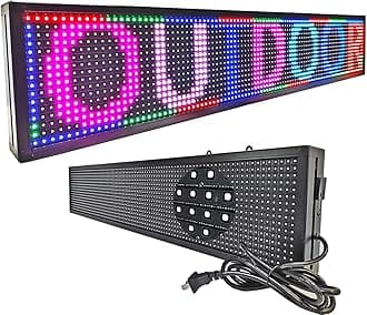 HS Programmable Scrolling led sign, High Brightness Full Color Outdoor Waterproof, Digital Display Board for Advertising Store Business Window Restaurant P10 (39''x8'')