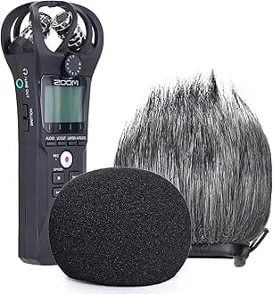 YOUSHARES Zoom H1n Recorder Foam & Furry Indoor/Outdoor Windscreen Muff, Pop Filter/Wind Cover Shield Fits Zoom H1n & H1 Handy Portable Digital Recorder