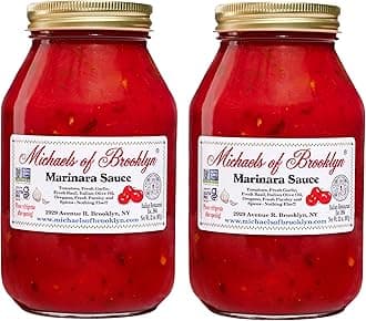MICHAEL'S OF BROOKLYN Marinara Sauce, Non-GMO, Gluten Free, Fresh Tomato Sauce | Made with Fresh Tomatoes, Basic, Garlic, Olive Oil, Oregano, and Parsley - 32 oz (Pack of 2)