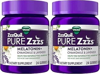Pure Zzzs, Melatonin Sleep Aid Gummies with Lavender, Valerian Root and Chamomile, Natural Wildberry Vanilla Flavor, Non-Habit Forming, Drug-Free, 24 Gummies (Pack of 2)