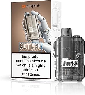 Aspire GOTEK X Vape Kit [Black] - Pocket Size, Compact, Stylish, Refillable, Rechargeable, Nic Salt Compatible, User Friendly, All Day Power, E Cigarette, Starter Kit, No Nicotine