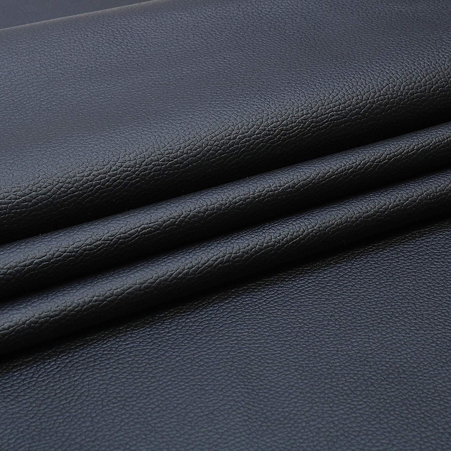 Upholstery Rexine Fabric/Artificial Leather Sheet - 140 cms Width - PU Mix, Matte Finish - 1 Meter Multiple - Color: Black