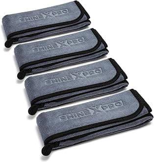 ShineXPro Microfiber Car Cleaning Cloth - Og Soft 500 GSM Extra Large (35X75 Cm) Microfiber Cloth for Car and Bike - Suede Edging for Scratchless Drying and Detailing (Pack of 4) Grey
