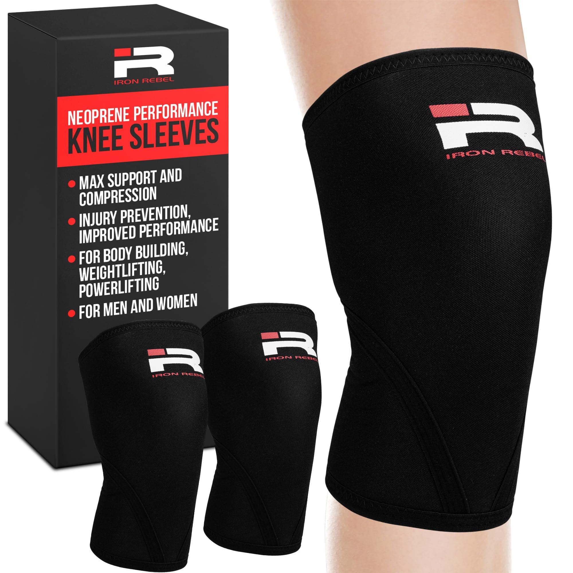Performance Knee Sleeves, 7mm Neoprene Compression Support for Heavy Lifting, Squats, Bodybuilding, Weightlifting, Powerlifting, Workout Training, Joint Stability, for Men & Women