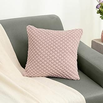 haus & kinder Decorative Embroidered Bubble Cameo Pink Cushion Cover | Knitted Decorative Bubble Knit Cushion Covers for Sofa, Living Room | 16'' X 16'' | 100% Cotton 210TC