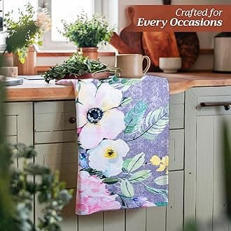 Maison d' Hermine Sweet Rose Lavender-Lush Lavender 100% Cotton Set of 3 Multi-Purpose Kitchen Towels | Bar Towels | Spring/Summer (50 cm x 70 cm)