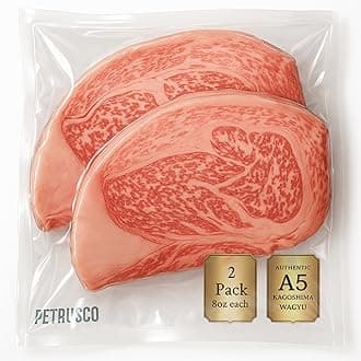 PETRUSCO Japanese A5 Wagyu Ribeye Steaks – Premium Pasture-Raised Beef – Tender Steak Meat, Rich Marbling, Nutrient-Rich, Expertly Cut & Flash Frozen for Freshness – Authentic Gourmet Cuisine – (2x8oz)