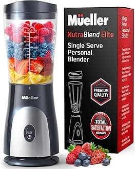 Mueller Ultra Bullet Personal Blender for Shakes and Smoothies with 15 Oz Travel Cup and Lid, Juices, Baby Food, Heavy-Duty Portable Blender & Food Processor, Grey