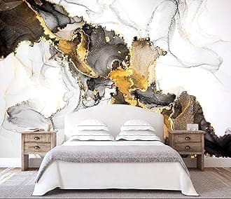 WFBHUA-White and Gold Marble Wallpaper Abstract Art Photo Wall Murals for Living Room Bedroom (Not Peel and Stick)