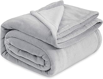 Bedsure Fleece Blanket King Size for Bed - Soft Cosy Fluffy Throw Blankets, Warm Large Throws for Audlts, Light Grey, 270x230 cm
