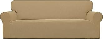 Easy-Going Stretch Oversized Sofa Slipcover 1-Piece Sofa Cover Furniture Protector Couch Soft with Elastic Bottom for Kids, Polyester Spandex Jacquard Fabric Small Checks Golden