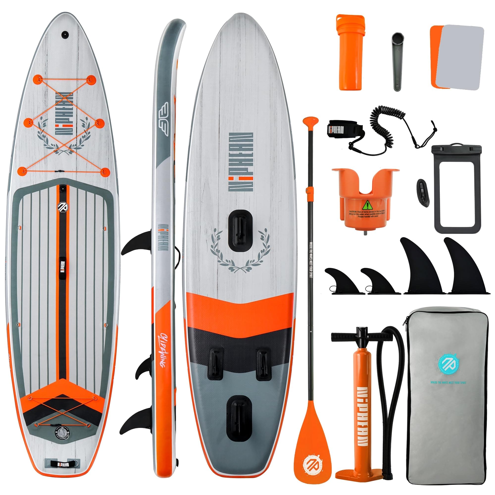 Niphean (Extra Large) Inflatable Paddle Board, SUP for 2+1 People/Family 500lbs Capacity Stand Up Paddle Board with SUP Accessories, StabilTrac Fin Non-Slip Paddleboard for Adults(Beginner Friendly)