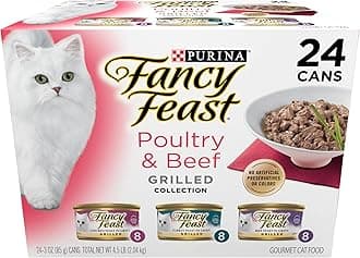 Wet Cat Food, Grilled, Poultry & Beef Feast Variety Pack, 3-Ounce Can, Pack of 24 by Purina Fancy Feast