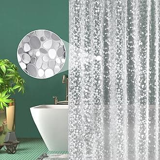 EurCross Narrow Shower Curtain with Crystal Stone, Waterproof and Mildew Resistant Translucent EVA Small Shower Curtain for Stall Bathroom 36''W x 72'L/90 x 180cm