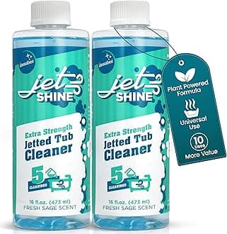 Jetted Tub Cleaner for Jacuzzi, Bathtubs, Whirlpools - Pack of 2, 16oz Sage Scented Jacuzzi Tub Cleaner to Help Clean Dirt and Soap Buildup, 5 Cleanings per Bottle