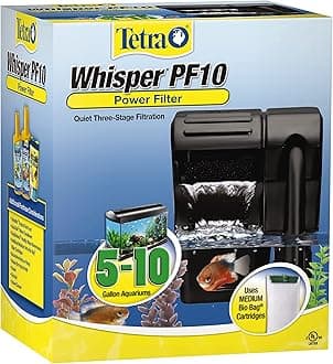 Tetra Whisper Power Filter 10 Gallons, Quiet 3-Stage Aquarium Filtration