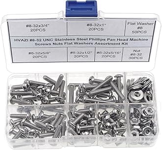 #2-56 UNC Stainless Steel Phillips Pan Head Machine Screws Nuts Assortment Kit #8-32UNC 43398-35664