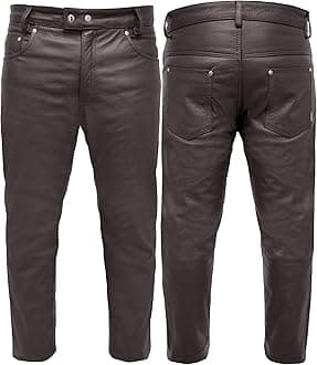Leather Pants Motorcycle Pants for Mens 30" to 44" Waist Jeans Style Pant with 5 Pockets Motorbike Pant for Biker