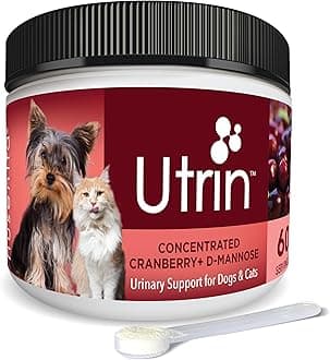 UTRIN - Urinary Support for Cats & Dogs - Dual-Action Cranberry & D-Mannose - for Natural Bladder Health, Incontinence, and Recurring UTI, 60 Servings