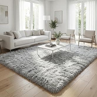 Merelax Soft Modern Indoor Large Shaggy Rug for Livingroom Bedroom Dorm Kids Room Home Decorative, Non-Slip Plush Fluffy Furry Fur Area Rugs Comfy Nursery Accent Floor Carpet 6x9 Feet, Grey