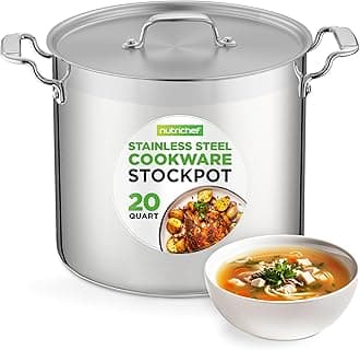 NutriChef 20 Quart Heavy-Duty Stockpot with Stainless Lid - Large Pot for Induction, Gas & Electric Cooktops, Perfect for Soups & Stews