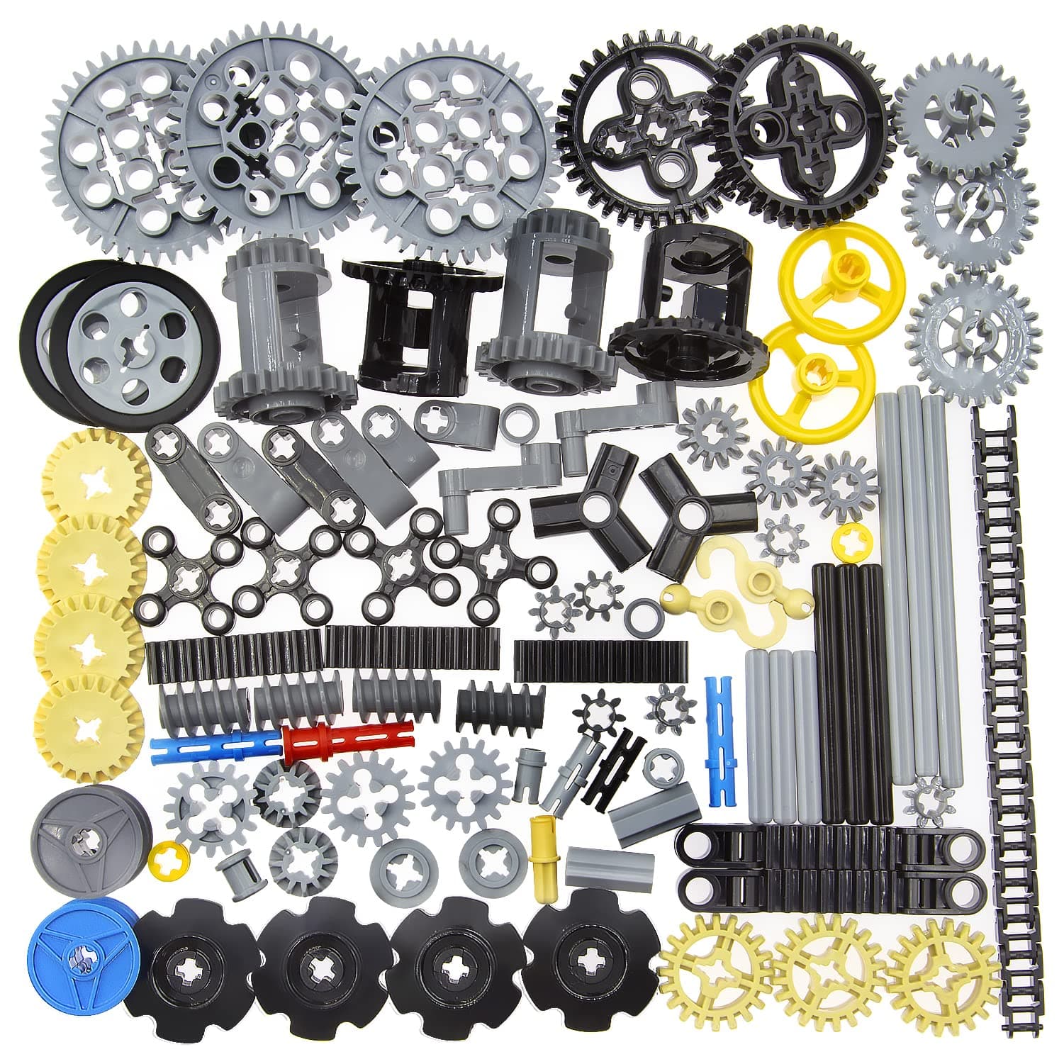 ASTEM 100+PCS Technic Gears and Axles Compatible with Technic-Sets,Gears-Rack (Gears-Pins-Axles Differential New) for Car Building Brick Accessories Pieces Sets (Random Color)