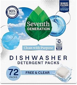 Dishwasher Detergent Packs for sparkling dishes Free & Clear Dishwasher Tabs (72 Count)
