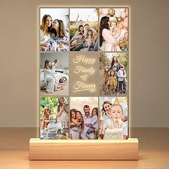 Personalized Collage Picture Frames with Photos, Custom Photo Frame with Night Light, Customized Picture Frame, Personalized Birthday Gifts for Women Men Mom Dad Kids Baby Family Friends
