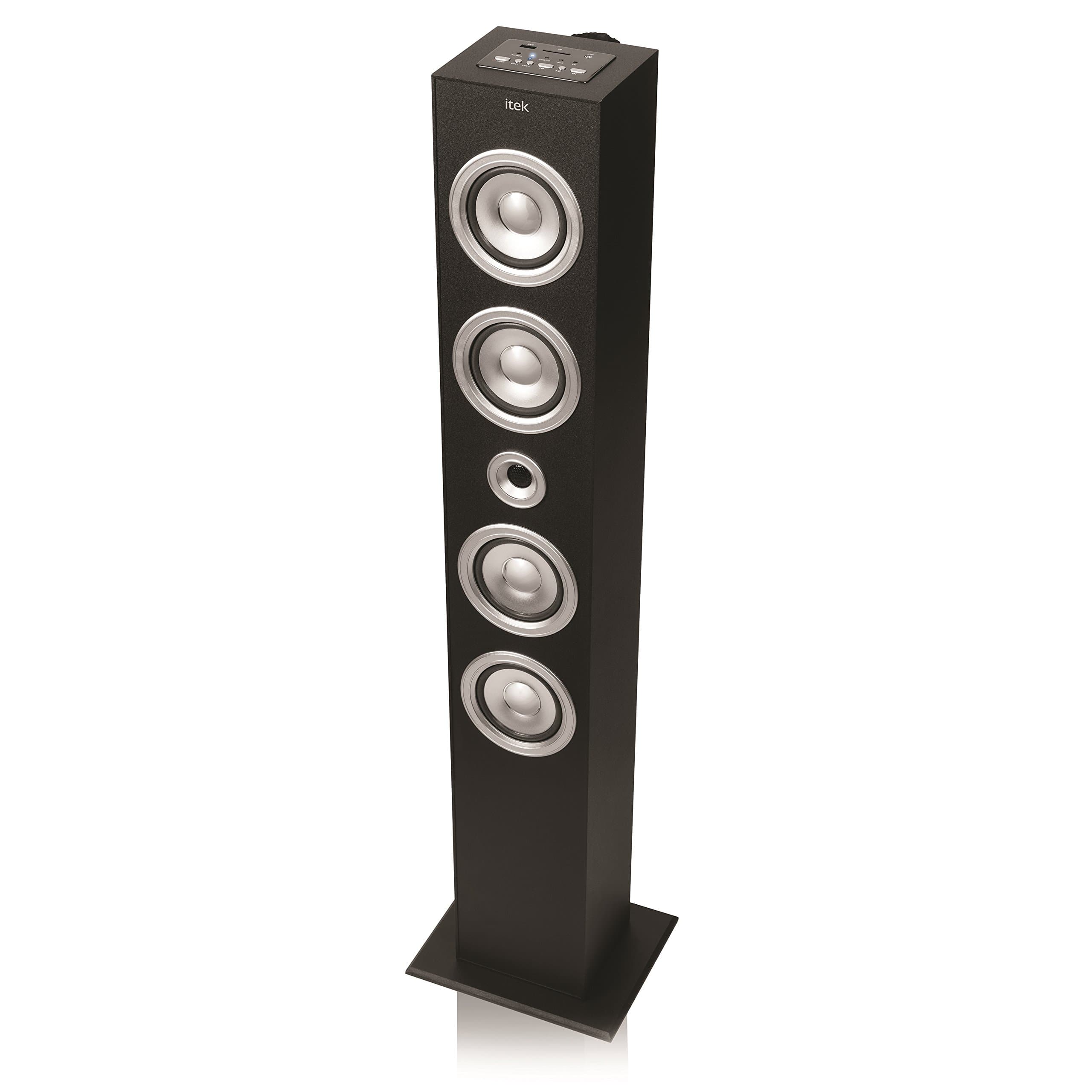 Itek Bluetooth FM Tower Speaker with Bluetooth Connectivity, 60 W - Black
