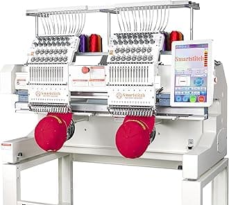 Smartstitch S-1502HC Beast Embroidery Machine with Two Heads 15 Needles each, 20"x16" Embroidery Area, 1200SPM Max Speed, 12" Touch Screen, Wifi available, Embroidering on Cap, T-shirt, Flat and more
