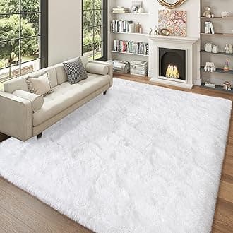 Super Fluffy Area Rug for Bedroom, Modern Shag White Area Rugs, Soft Plush Small Carpet for Kids,Girls Boys and Teens Decorations for Living Room Dorm Nursery Classroom, 4x6 Feet