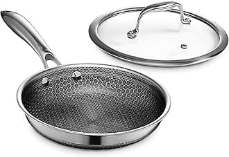 Hybrid Cookware 8 Inch Frying Pan and Glass Tempered Lid with Stay-Cool Handles, Dishwasher and Oven Safe, Works with Induction Cooktop, Gas, Ceramic