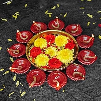 Ekhasa Urli Bowl for Home Decor & Table Decoration | Floating Flowers, Tealight Candles Water Bowl for Diwali Pooja and Other Festivals | Gift for House Warming Ceremony | Decoration Cup with Diyas
