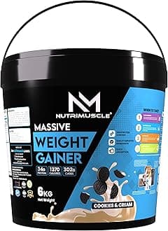 Nutrimuscle ® Massive Weight Gainer - 6 Kgs - Cookies and Cream Flavour - Contains Complex Carbohydrates for Healthy Weight Gain