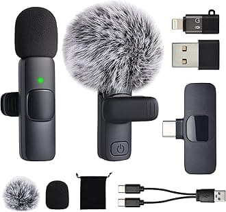 USB C Phone Microphone for iphone Android Tablet ipad PC Wireless Lavalier Mini Mic for Content Creator Video Recording Vlogging Youtube Tiktok Podcast Interview Usbc Microphones Small Mics Black