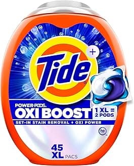 Oxi Boost Power PODS Laundry Detergent Pacs, 45 Count, Set-In Stain Removal + Oxi Power, laundry soap detergent pacs