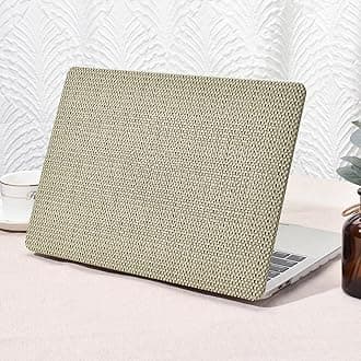 Seorsok Compatible with MacBook Pro 13 inch Case M2 2023,2022,2021-2016 A2338 M1 A2251 A2289 A2159 A1989 A1708 A1706,Elegant Leather Plastic Hard Case Transparent Keyboard Cover,Flaxen Woven Fabric
