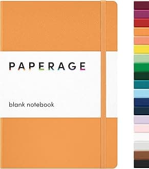 PAPERAGE Blank Journal Notebook, (Marigold), 160 Pages, Medium 5.6 in x 8 in - 100 GSM Thick Paper – Hardcover Journaling Notebook for Work, School, Note Taking or Sketching