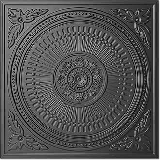 Art3d 12-Pack Drop Ceiling Tiles 2x2 FT, Decorative Easy Install PVC Ceiling Panels for Interior Kitchen Bathroom Basement, 24x24 Inch, Black
