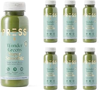 – Press, Wonder Greens Super Smoothie, 250ml X 6, Cold Pressed Super Green Smoothie containing Turmeric and Cayenne, Vegan Friendly…