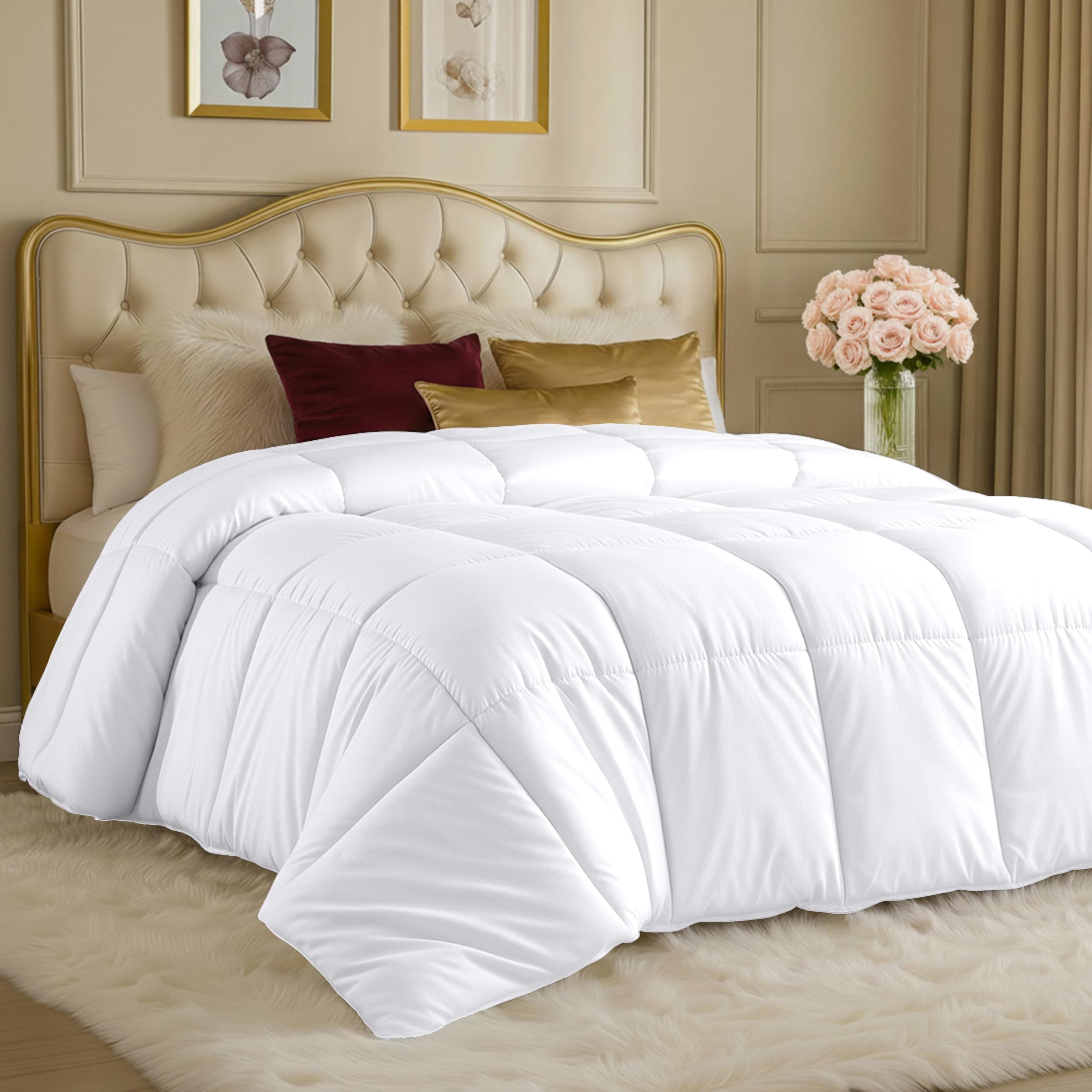 Utopia Bedding Down Alternative Comforter (White, King) - All Season Comforter - Plush Siliconized Fiberfill Duvet Insert - Box Stitched