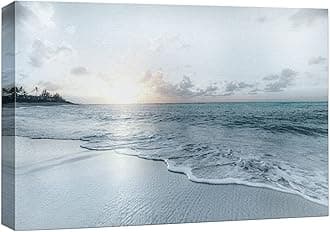 wall26 Canvas Print Wall Art Washed Out Gray Sunset Beach Shoreline Nature Wilderness Photography Modern Art Rustic Scenic Colorful Multicolor for Living Room, Bedroom, Office - 24"x36"