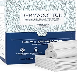 - Disposable Cotton Face Towels – Super Soft Face Wipes, Hypoallergenic Makeup Remover Wipes, Suitable for All Skin Types Including Sensitive Skin – Biodegradable Facial Cloths (50 Pack)