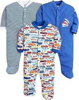 EIO100% Cotton Baby Rompers Sleepsuits Jumpsuits Night Suits for Newborn Baby Boys & Girls | Soft Infant Bodysuit | Pack of 3 Kids Rompers
