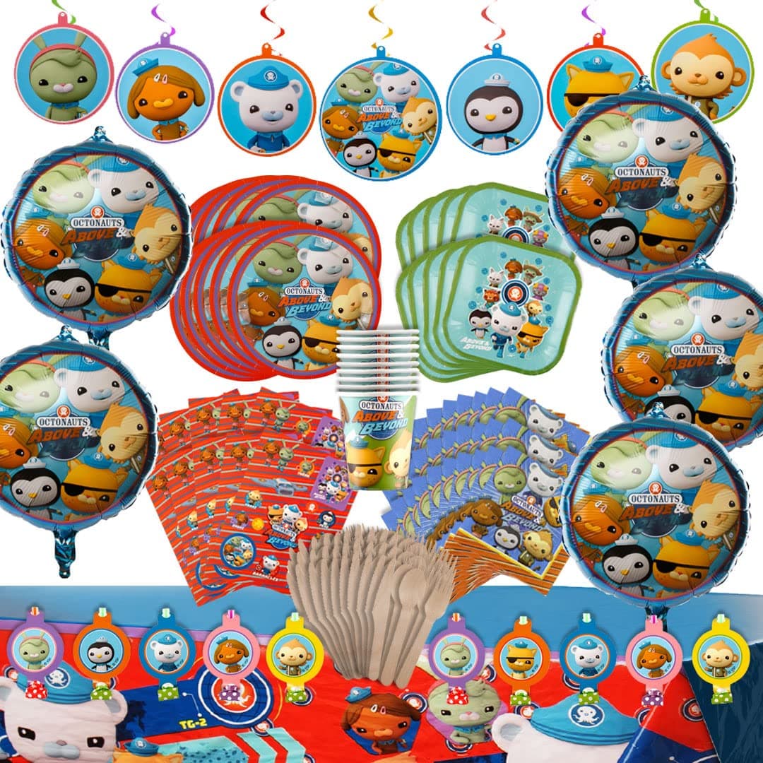 Mighty Mojo Octonauts Above and Beyond Party in a Box Kit: Complete Set 100+ Pieces - Plates, Cups, Banners, Utensils, Balloons, Stickers, Gift Bags, Decorations and More - Kwazzi, Barnacles, Dashi