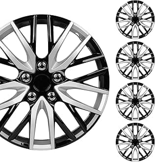 (4-Pack) Premium Black/Silver Hubcaps 16" Wheel Rim Cover Hub Caps Two-Tone Style Replacement Snap On Car Truck SUV - 16 Inch Set