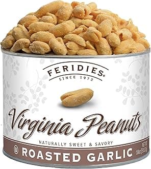 Roasted Garlic Virginia Peanuts Snacks Gourmet, Extra Large, 18oz Resealable Tin