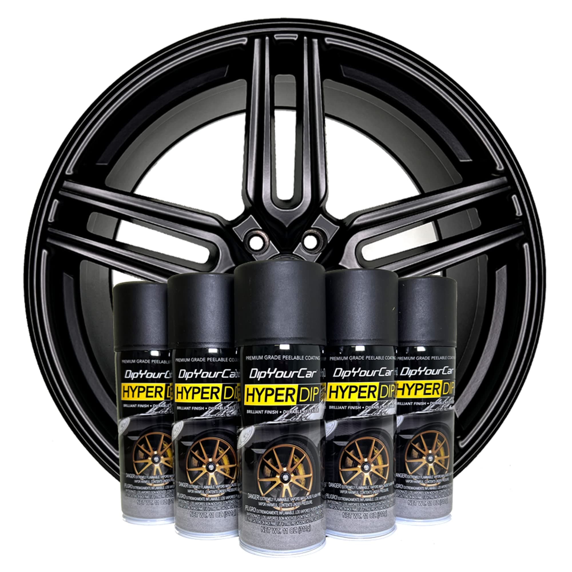 HyperDip Wheel Paint Kit - Shadow Black Satin Coat Spray